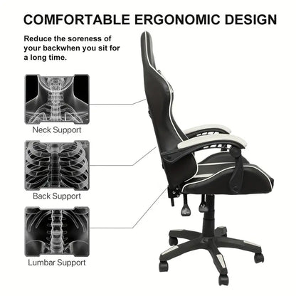 Ultimate Gaming Throne: Reclining High Back PU Leather Gaming Chair with Ergonomic Design and Memory Foam Cushion-2