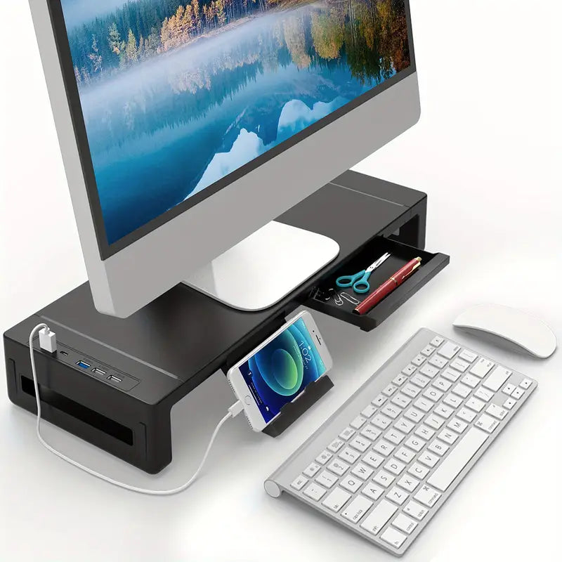 Ultimate Monitor Stand Riser: USB Hub, Data Port, and TYPE-C Charging Powerhouse-1