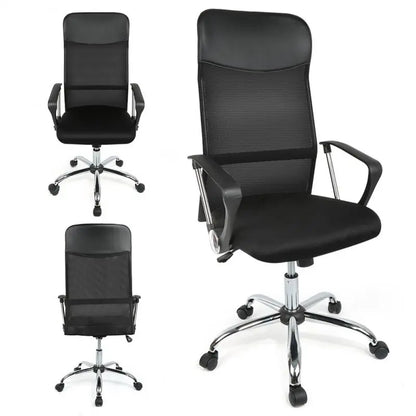 Premium High Back Mesh Office Chair with Adjustable Lumbar Support - Black-0